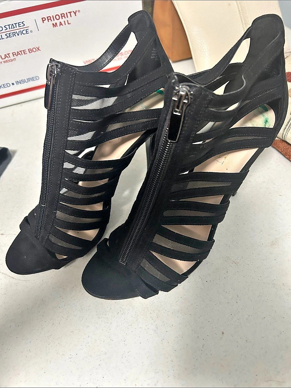 Nine West Black Strappy Platform Heels